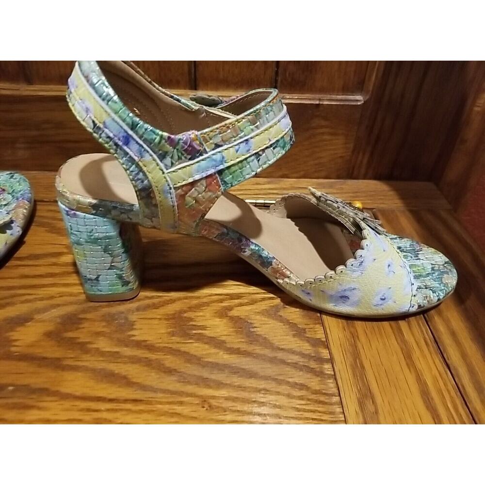 L'Artiste Spring Step Stacked Heel Ankle Strap Sandals size EU 39 US 9 Floral - Picture 5 of 14